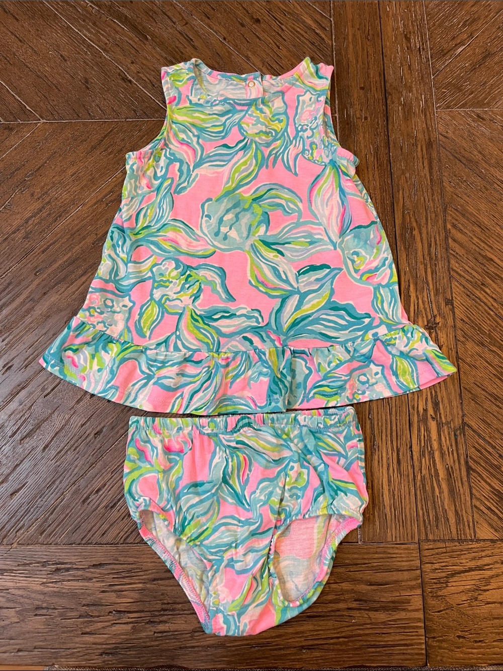 Lilly Pulitzer Claudia Ruffle Dress with Bloomers In Pelican Pink